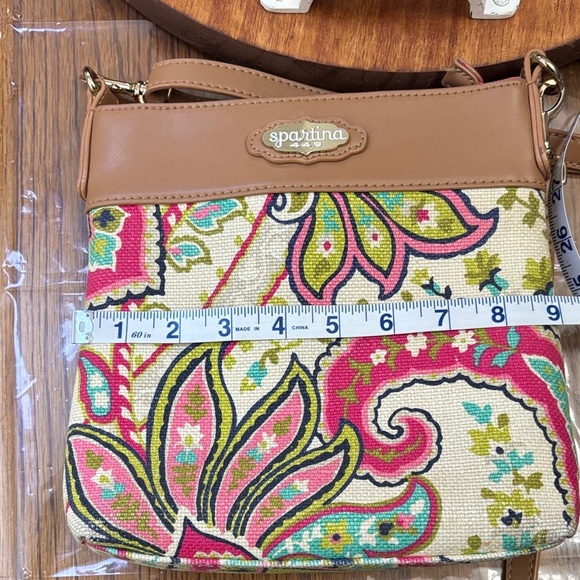 Spartina Tan and Pink Paisley Crossbody Bag - Picture 5 of 7